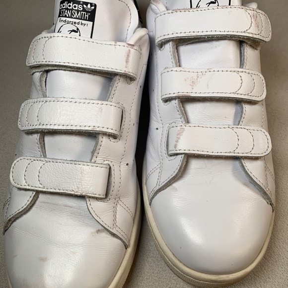 Adidas Stan Smith sneakers Mens 8 White with triple hook & loop closure - Picture 3 of 9